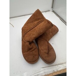 Ausland Women's Brown Boots Size 8.5 Faux Fur Y2K Style Above Ankle Preppy